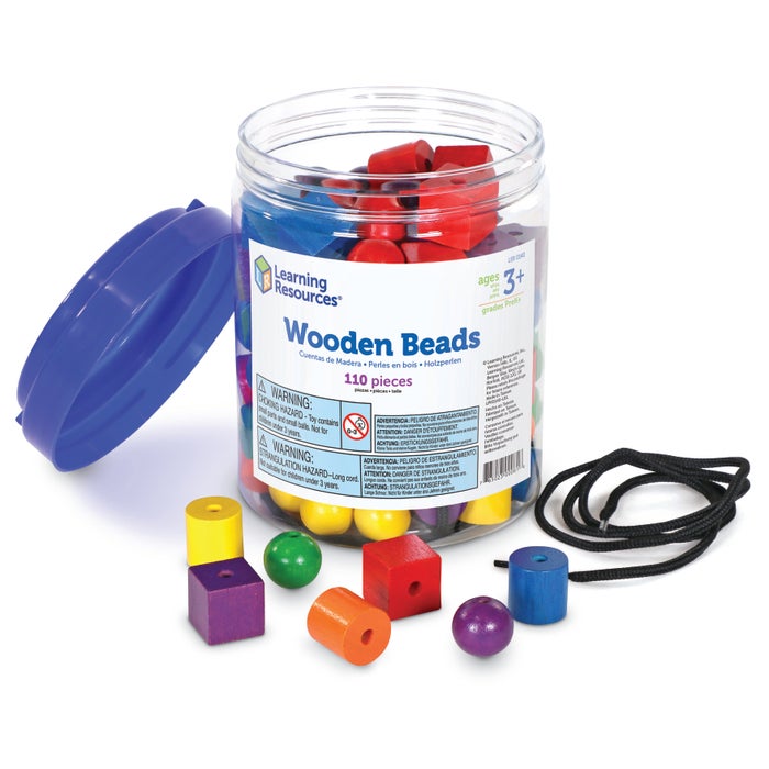 Learning Resources Wooden Beads in a Bucket