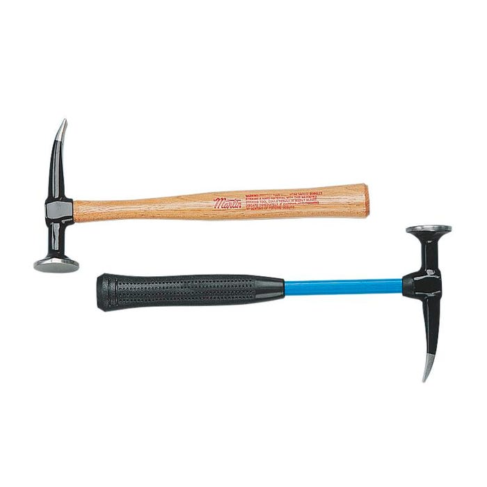 Martin Tools Curved Cross Chisel Hammer, 1-9/16 in Round Face, 3 in L Chisel, Hickory Handle
