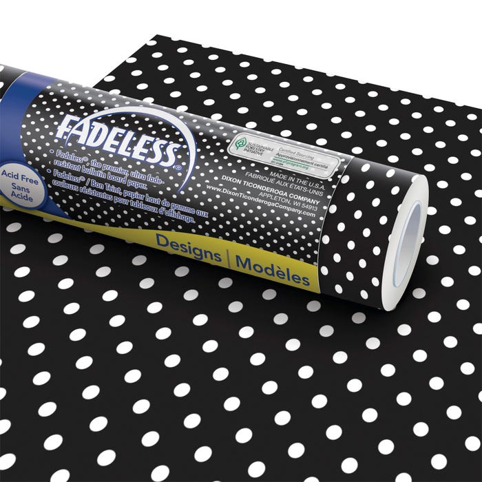 Fadeless Designs Paper Roll, Classic Dots Black and White, 48 Inches x 50 Feet