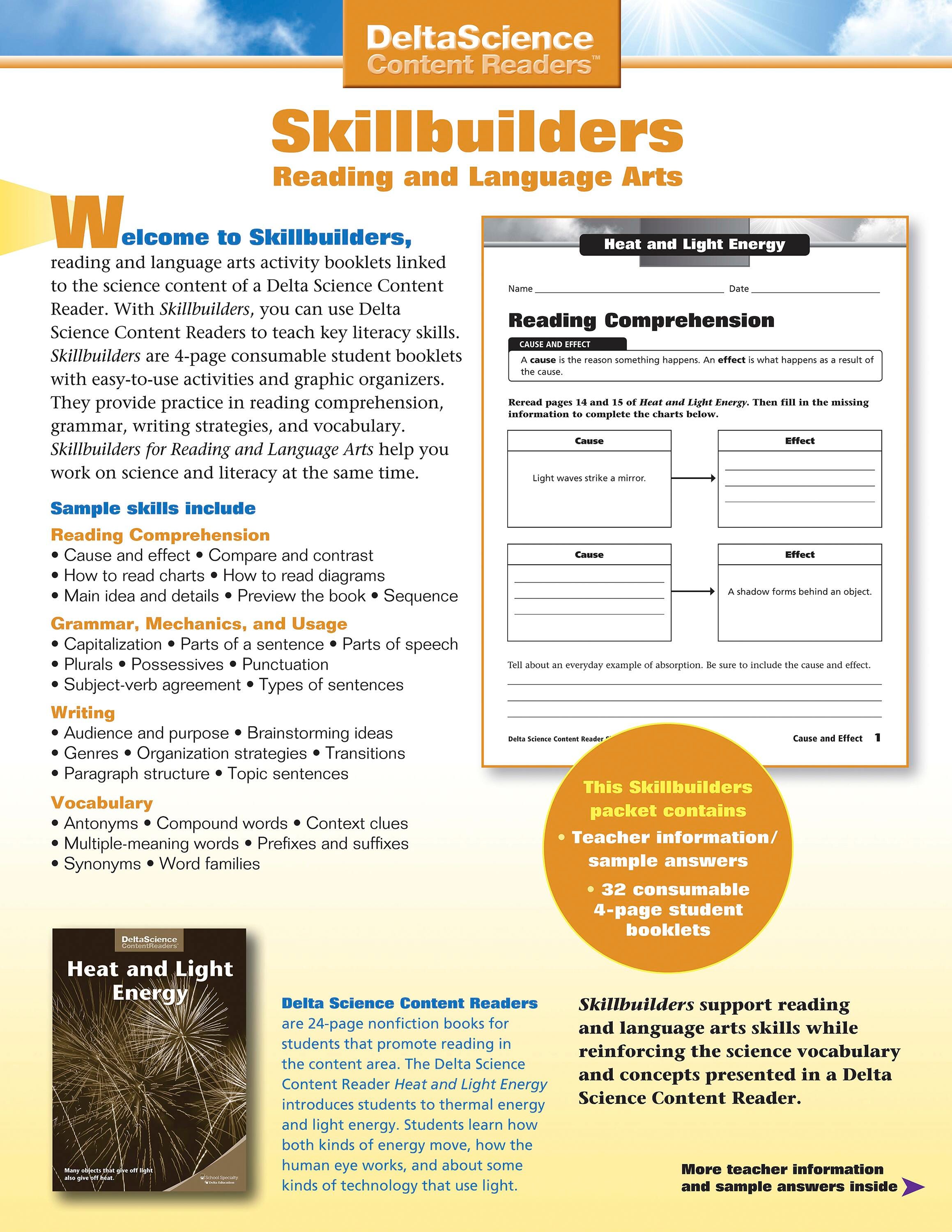 Delta Science Content Readers Heat and Light Energy Red and Purple Skillbuilders, Pack of 32, Item Number 1278166