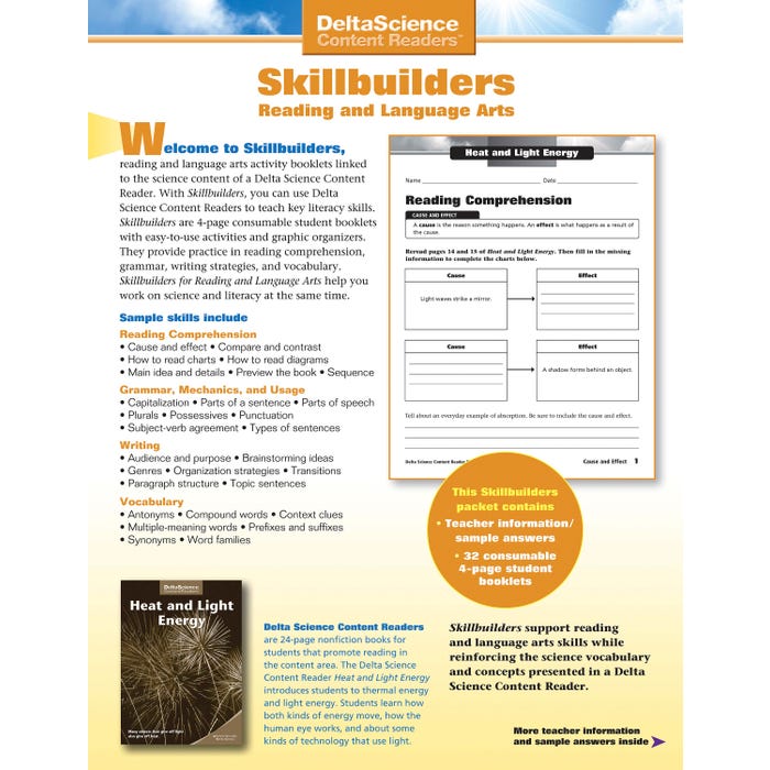 Delta Science Content Readers Heat and Light Energy Red and Purple Skillbuilders, Pack of 32