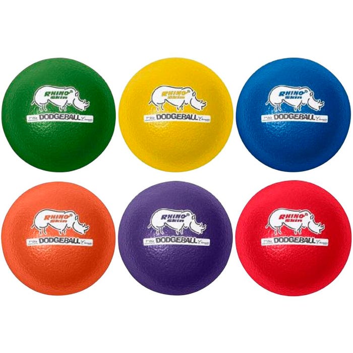 Champion Sports Rhino Skin Dodgeballs, 7 Inches, Assorted Colors, Set of 6