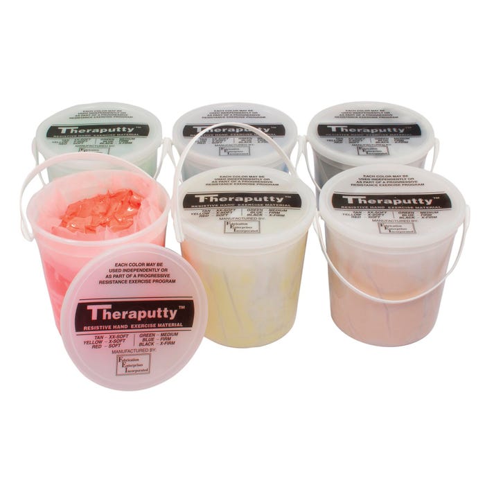 CanDo Antimicrobial Theraputty, Different Resistances, 5 Pounds, Set of 6