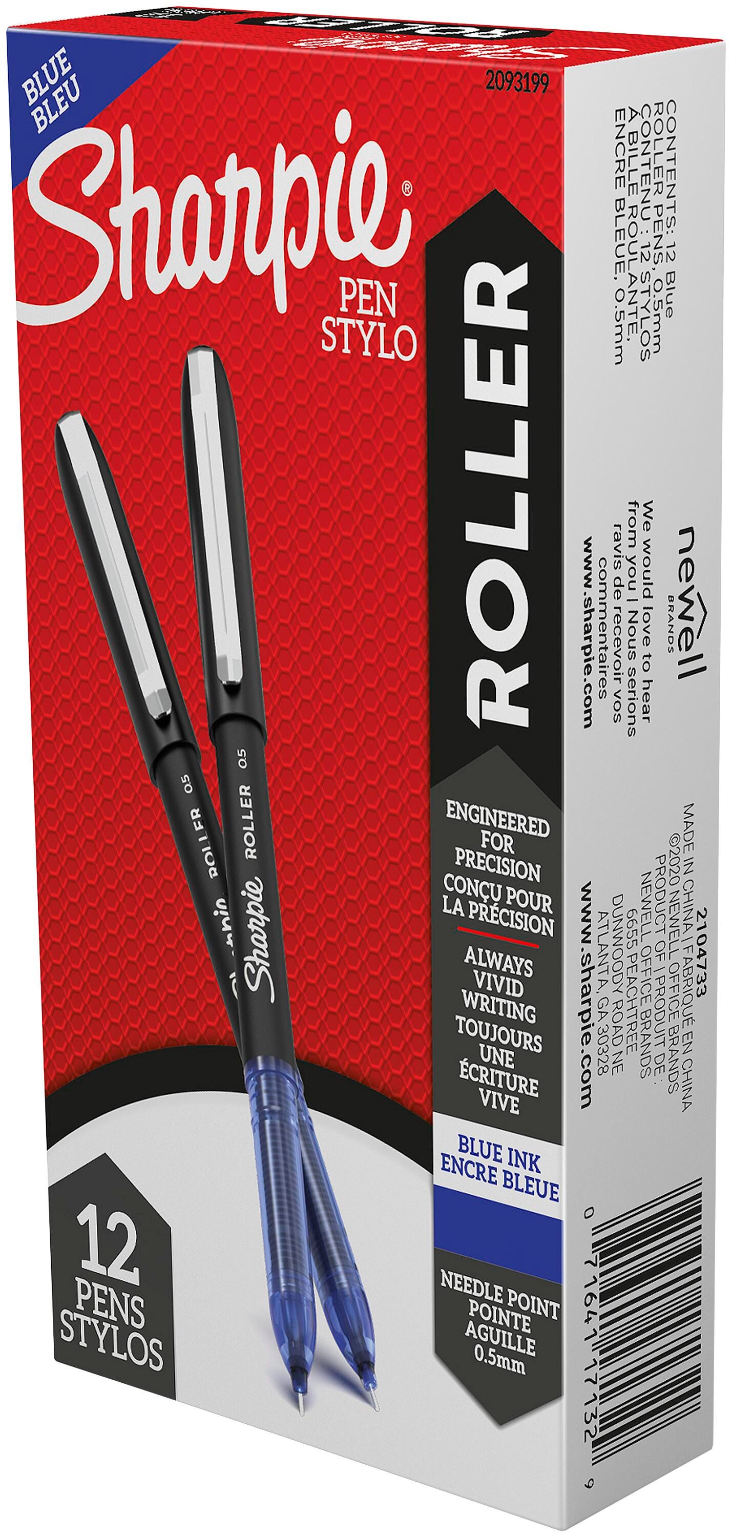 Image for Sharpie Rollerball Pens, Needle Point, 0.5mm, Blue Ink, Pack of 12 from School Specialty