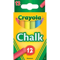 Crayola Non-Toxic Colored Chalk, 3/8 x 3-3/16 Inches, Assorted Colord, Pack of 12, Item Number 030-3380