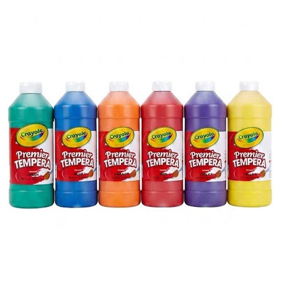Image for Crayola Premier Tempera Paints, 1 Quart Bottles, Assorted Colors, Set of 6 from School Specialty
