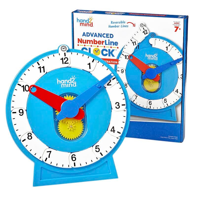 Hand2Mind Clock Numberline Advanced Giant Magnetic Demo, Grades 3 to 8, Item Number 2098308