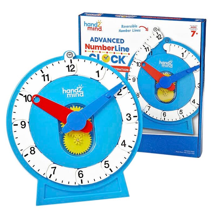 hand2mind Advanced Demonstration NumberLine Clock, Grades 2 to 8