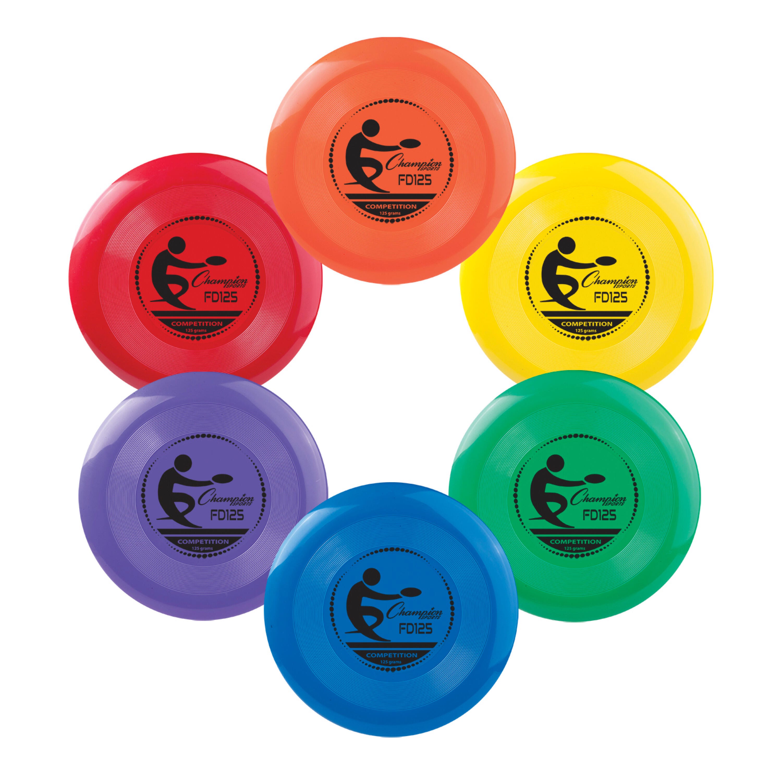 Image for Champion Sports Competition Plastic Discs, 125 Grams, Assorted Colors, Set of 6 from School Specialty