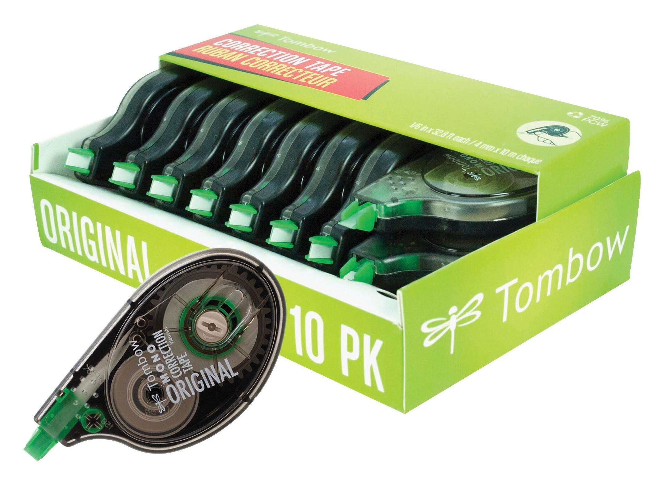 Tombow Original Mono Single Line Correction Tape, 1/6 Inches x 32.8 Feet, White, Pack of 10, Item Number 2106252