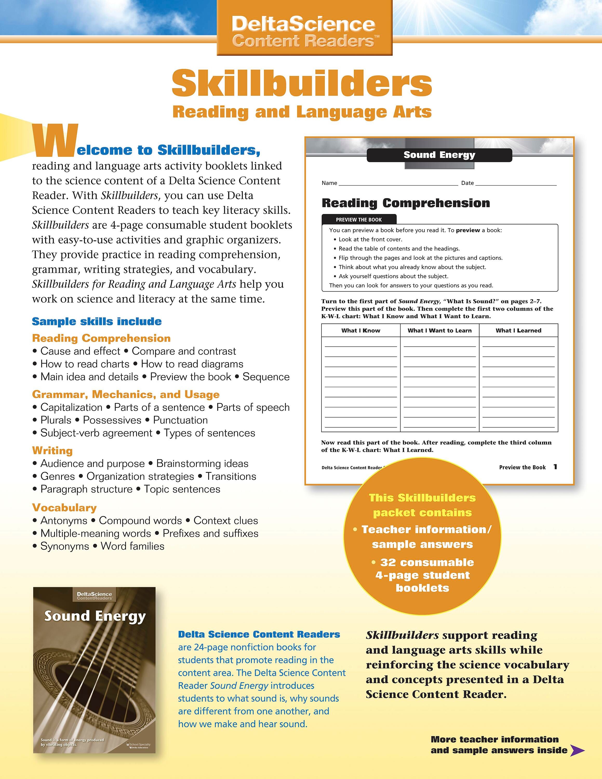 Delta Science Content Readers Sound Energy Red and Purple Skillbuilders, Pack of 32, Item Number 1278167