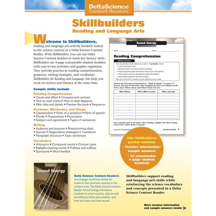 Delta Science Content Readers Sound Energy Red and Purple Skillbuilders, Pack of 32