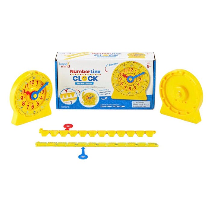 Hand2Mind NumberLine Clock, Set of 6, Grades 1 to 4