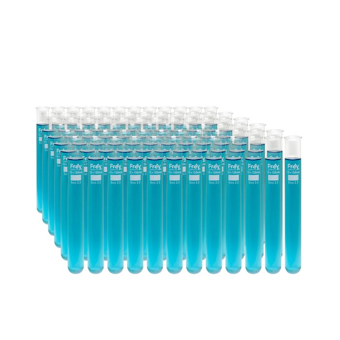 Frey Scientific Borosilicate Glass Test Tubes, 18 x 150 mm, 24 mL, Pack of 72