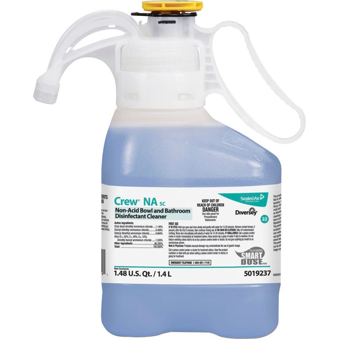 Johnson Diversey Crew Non-Acidic Disinfectant Cleaner for Bowl and Bathroom, 1.4 l, Floral Scent, Blue