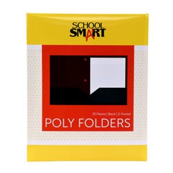 School Smart 2-Pocket Poly Folders, Letter Size, 3-Hole Punch, Black, Pack of 25 Item Number 2019636