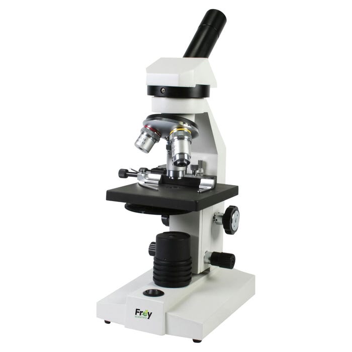 Frey Scientific Compound Monocular Student Microscope with Mechanical Stage and Disc Diaphragm