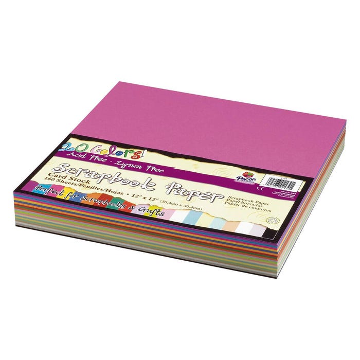 Pacon Acid-Free Heavy Weight Card Stock, 12 x 12 Inches, Assorted Colors, 160 Sheets
