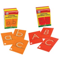 Didax Tactile Sandpaper Upper and Lowercase Letters Cards, Item Number 1433347