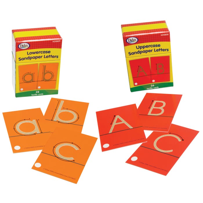 Didax Tactile Sandpaper Upper and Lowercase Letters Cards