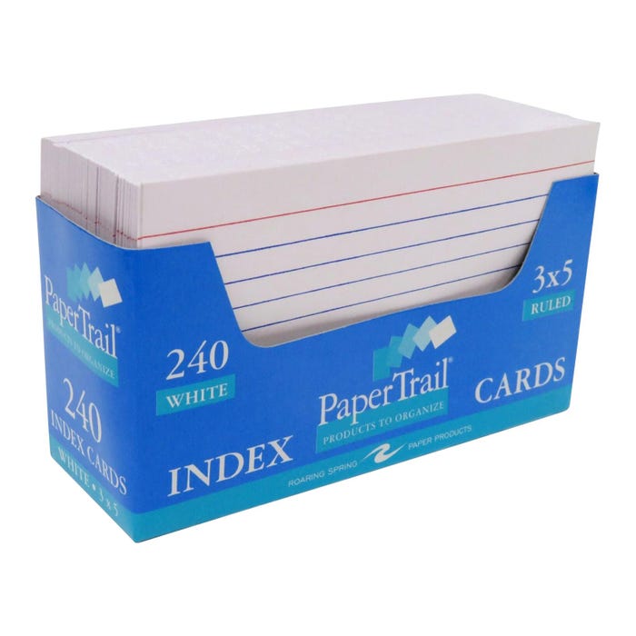 Roaring Spring Dispenser Tray Ruled Index Cards, 3 x 5 Inches, White, Pack of 240