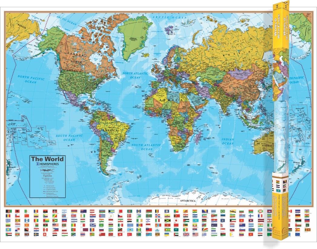 Round World Interactive World Map, 32 x 51-1/2 Inches 1534747