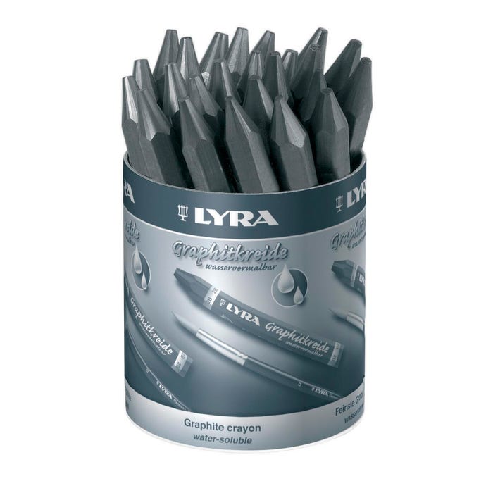 Lyra Water Soluble Graphite Crayons, 9B Hardness, Pack of 12