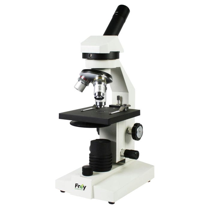 Frey Scientific Compound Monocular Student Microscope with Clips Stage and Disc Diaphragm