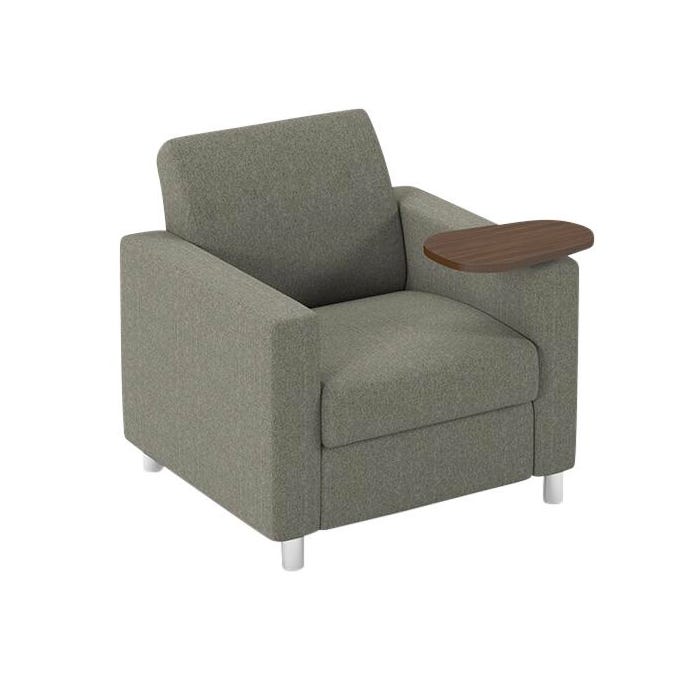 AIS NV Club Chair with Right Hand Tablet, Silver Metal Legs, 34 x 32-1/2 x 34 Inches