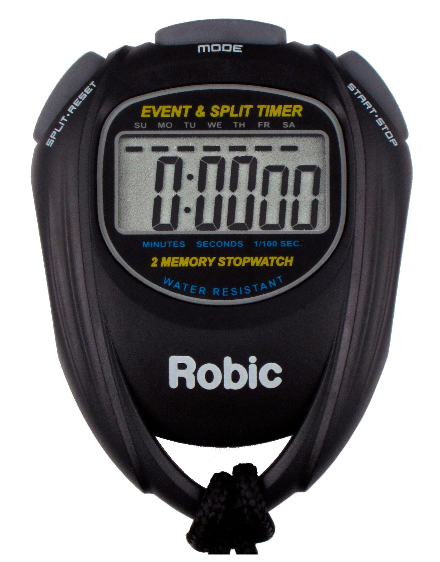 Image for Robic SC-539 Water Resistant Event and Split Time 2 Memory Stopwatch, Black from School Specialty