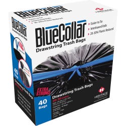 BlueCollar Drawstring Tall Kitchen Trash Can Liner, 13 Gallon, White, Pack of 80