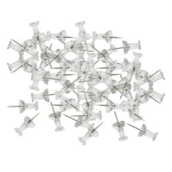 Image for School Smart Push Pins Plastic Head/Steel Point, 3/8 inches, Clear, Pack of 100 from School Specialty