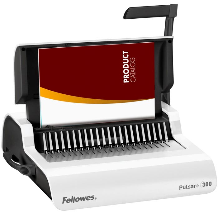 Fellowes Pulsar+ 300 Manual Comb Binding Machine, 1-1/2 Inch Comb, Binds up to 300 Sheets, Punches 20 Sheets