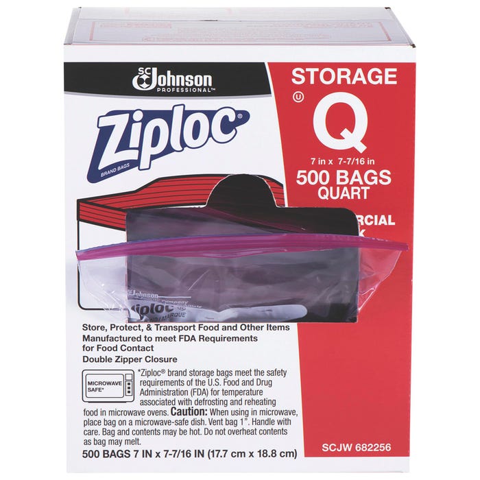 Ziploc Storage Bags, Quart size, Pack of 500