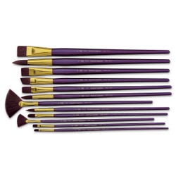 Royal Brush Firm Burgundy Taklon Brushes, Set of 12