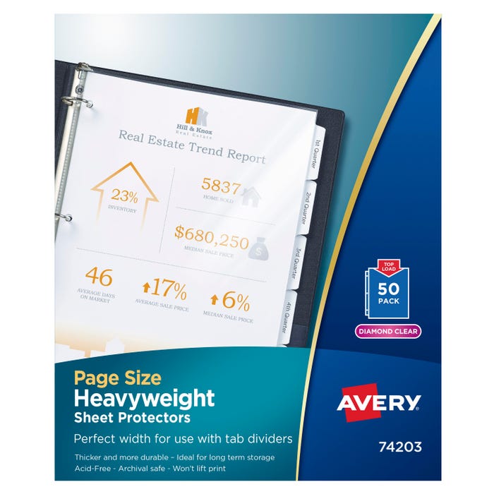 Avery Sheet Protectors for Three-Hole Punched Paper, 8-1/2 x 11 Inches, Clear, Pack of 50