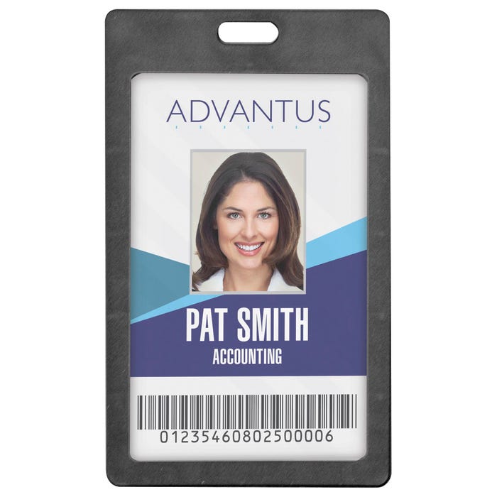 Advantus Badge Holders, Rigid, Vert, 2 x 3-1/4 Inches Insert, Pack of 6, Black