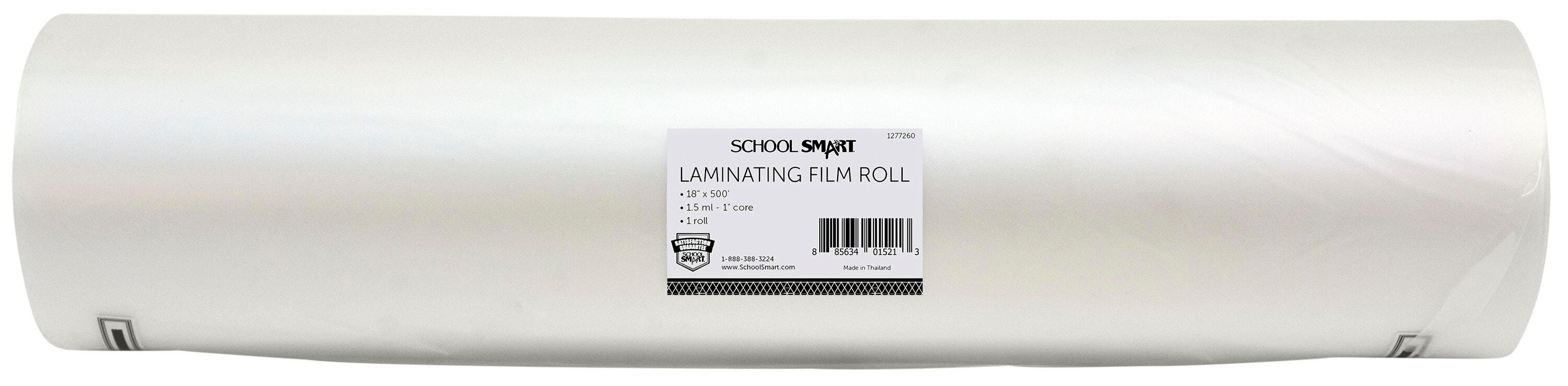 School Smart Laminating Film Roll, 18 Inches x 500 Feet, 1.5 Mil Thick, 1 Inch Core, High Gloss 1277260