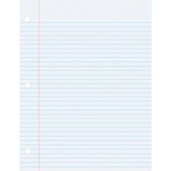 School Smart 3-Hole Punched Filler Paper w/ Red Margin, 8-1/2 x 11 Inches, College Ruled, 200 Sheets 085289