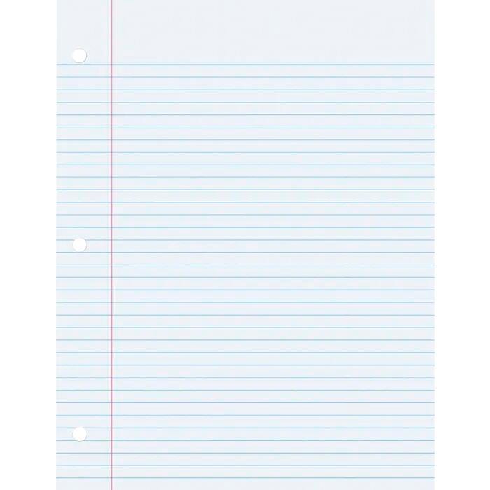 School Smart 3-Hole Punched Filler Paper w/ Red Margin, 8-1/2 x 11 Inches, College Ruled, 200 Sheets