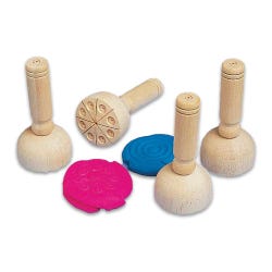 School Smart Wooden Clay Stamps, Set of 4 074942