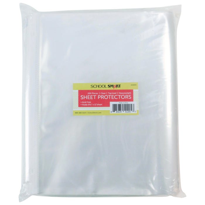 School Smart Heavy Duty Sheet Protectors, 8-1/2 x 11 Inches, Clear, Pack of 200