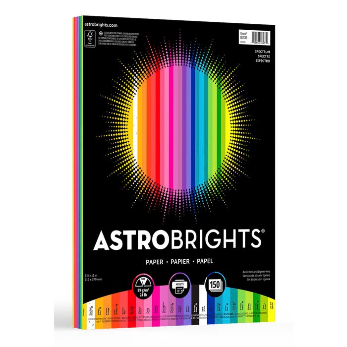 Astrobrights 25-Color Spectrum Pack, 24 lbs, 8-1/2 x 11 Inches, Pack of 150