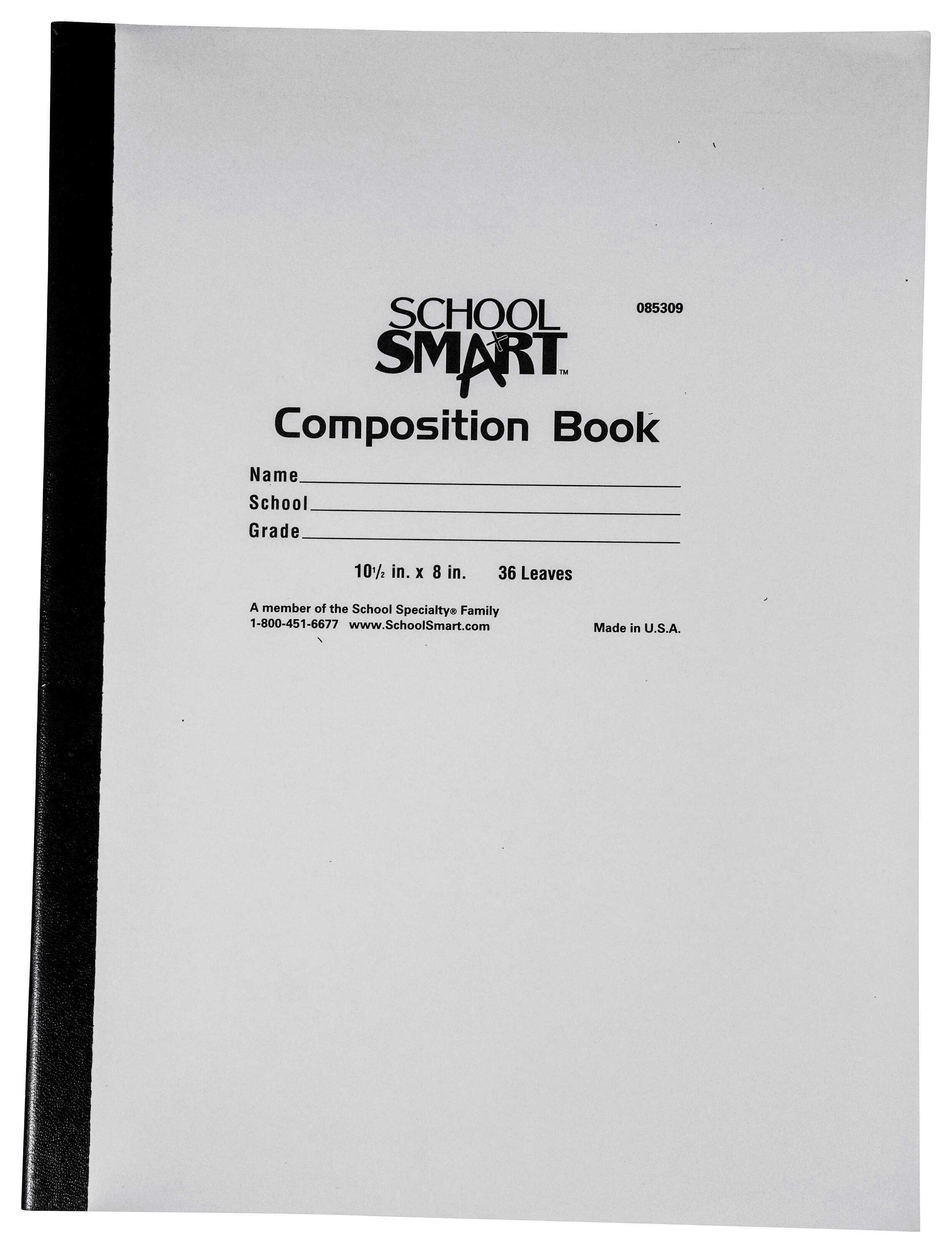 School Smart Stitched Cover Composition Book, Red Margin, 8 x 10-1/2 Inches, 72 Pages 085309
