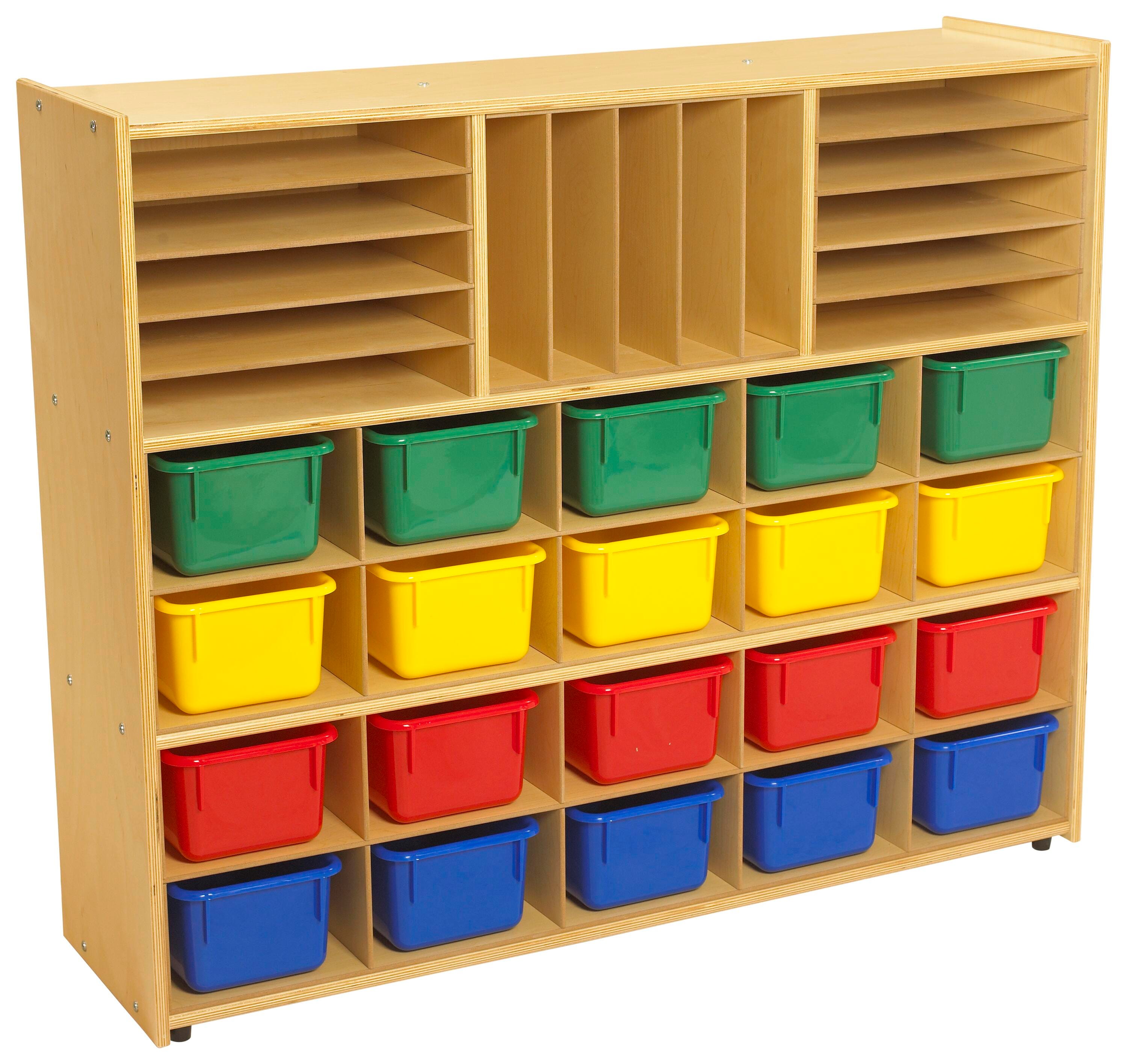 Childcraft ABC Furnishings Storage Unit, Cubbies with 20 Color Trays, 48 x 13 x 40 Inches, Item Number 1537049