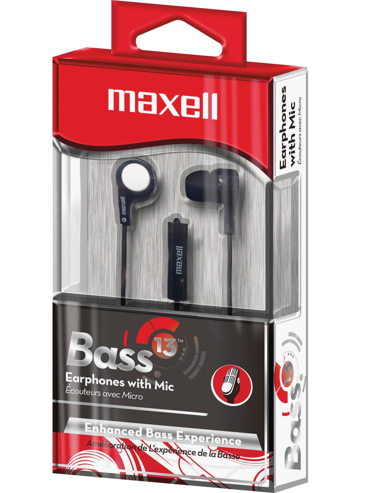 Maxell Wired Earbuds with Microphone, Black 1590149