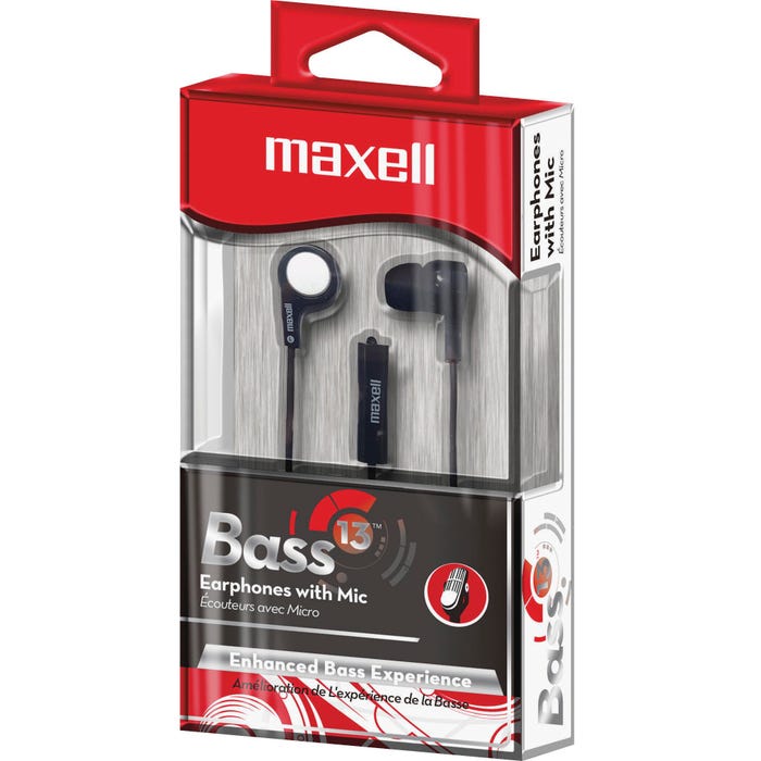 Maxell Wired Earbuds with Microphone, Black