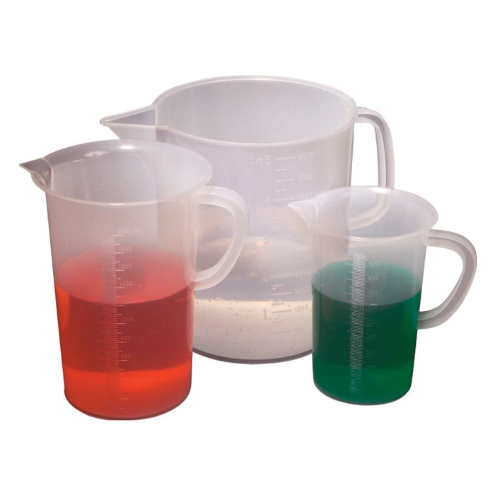 United Scientific Tall Form Beakers with Handles, Polypropylene, 1000 Milliliters, Pack of 6