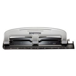 Bostitch EZ Squeeze 3-Hole Punch, 12 Sheets, Silver and Black, Item Number 086265