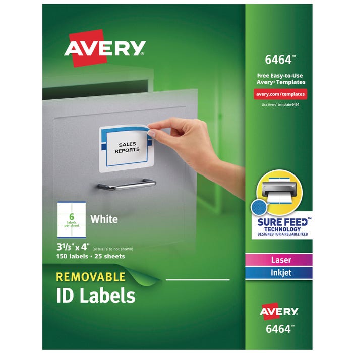 Avery Removable ID Labels, 3-1/3 x 4 Inches, Pack of 150